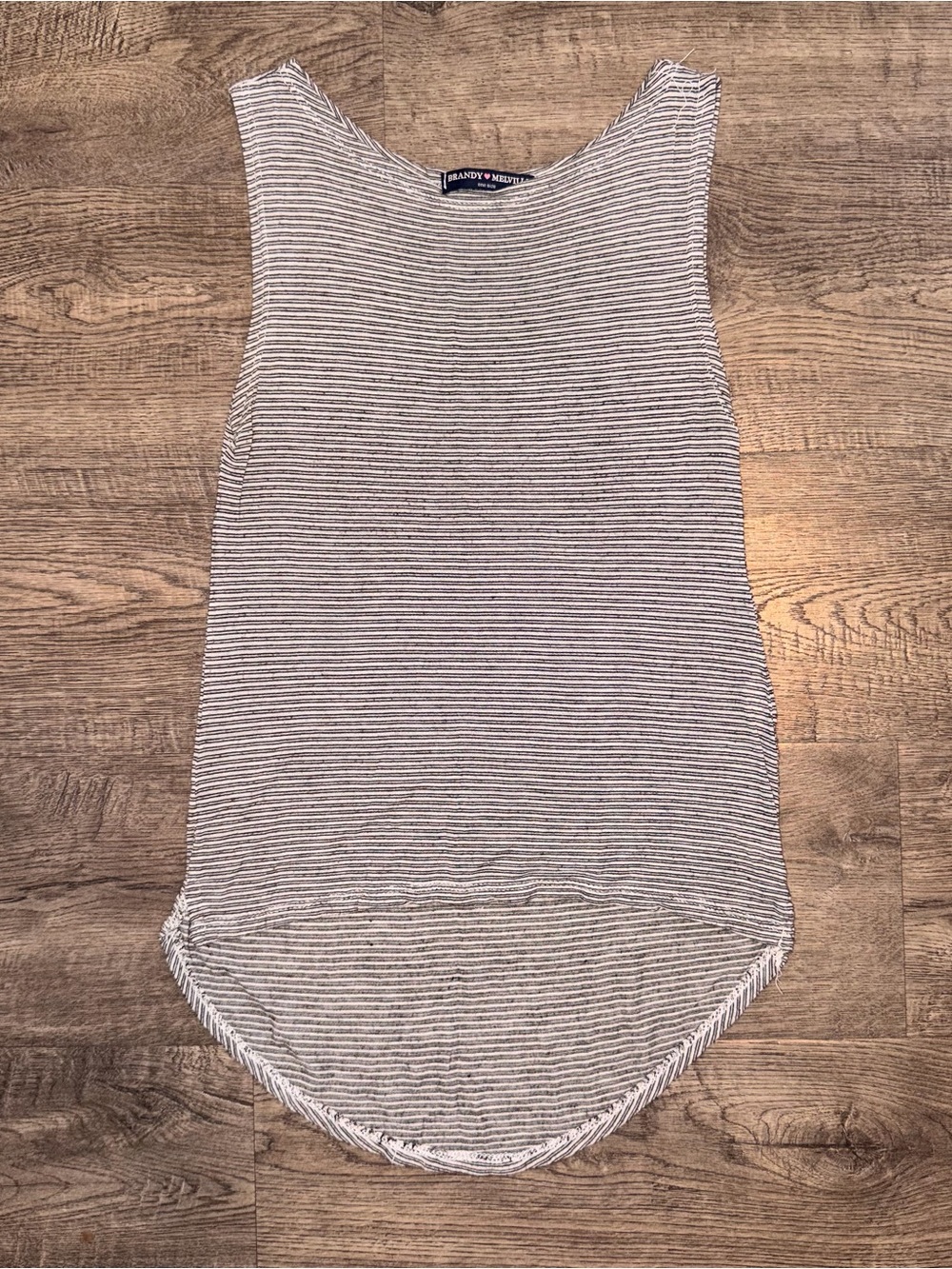 Brandy Melville White and Gray Striped Sleeveless Tank